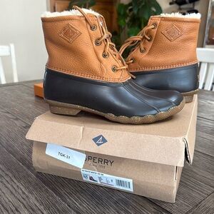 Sperry saltwater lux tan boot womens 7